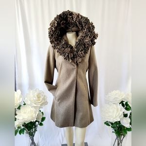 Cashmere Floral Collar Winter Coat